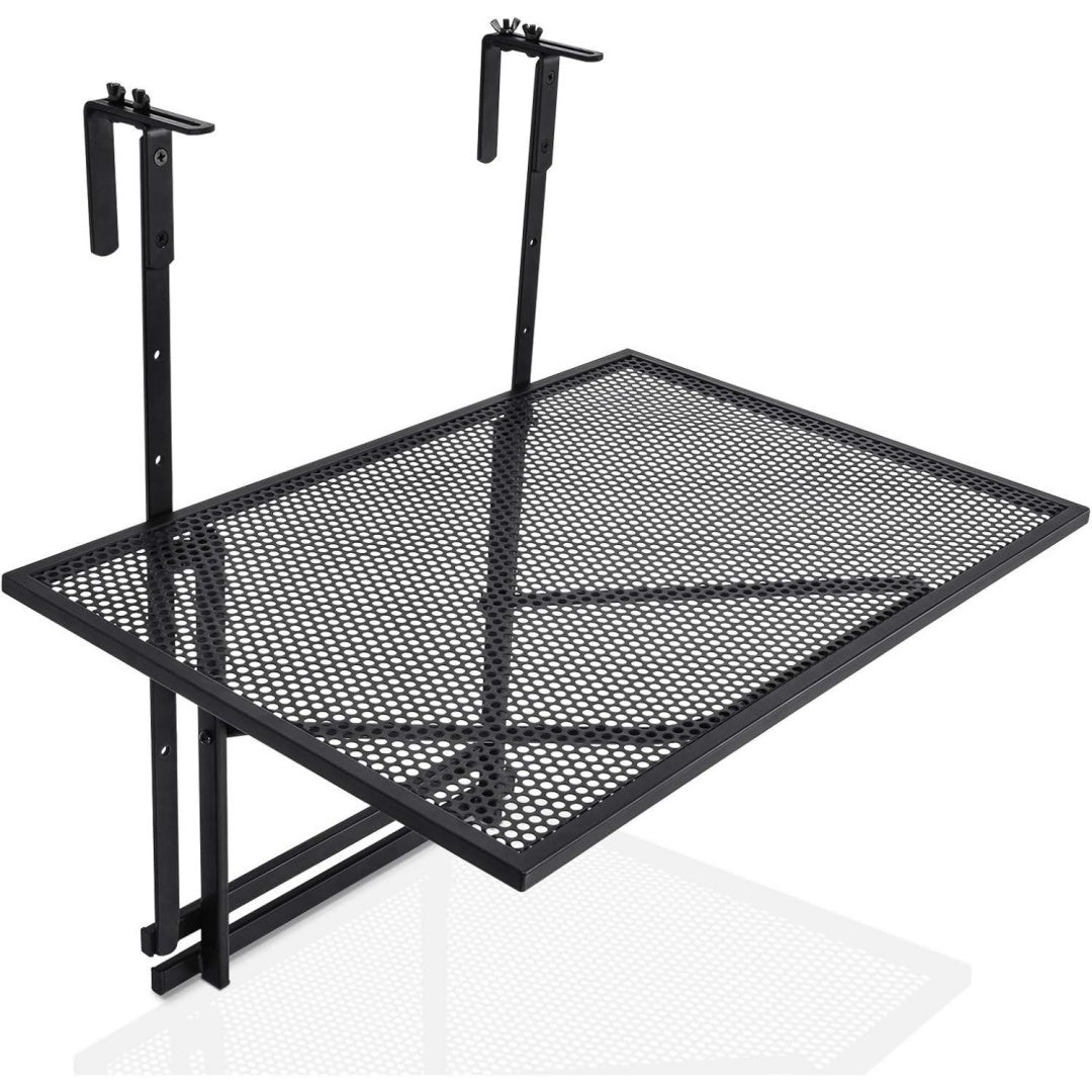 balkontisch klappbar balkonhaengetisch zum einhaengen 605x405 cm 5-fach hoehenverstellbar klapptisch aus metall rechteckiger haengetisch fuer balkon 20 kg tragfaehigkeit schwarz
